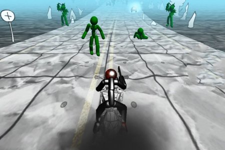 Стикмен на мотоцикле против зомби